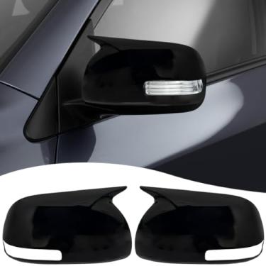 Imagem de MUXEE Capa de espelho lateral, para Toyota RAV4 2009 2010 2011 2012, 2 peças de conjuntos de capa de seta com buzina, acessórios esportivos para carros - preto brilhante (com seta)