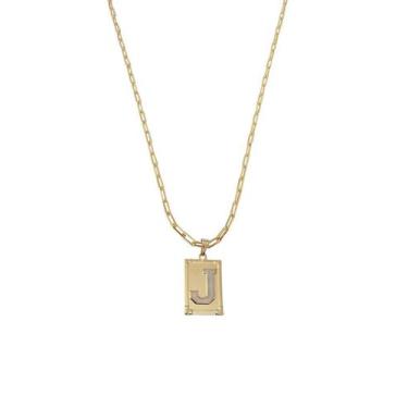 Imagem de Cordão 50Cm Masculino Feminino Pingente Letra J Banhado Ouro - Anaisa 