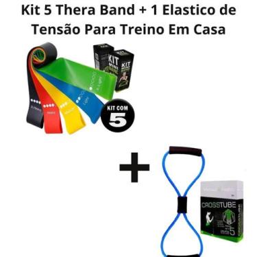 Imagem de Kit Exercício Em Casa Fisioterapia Elástico Thera Band , Elástico azul