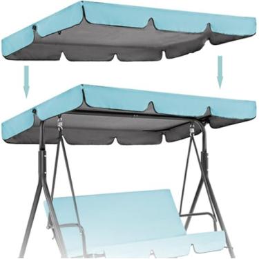 Imagem de Cobertura De Dossel De Balanço Substituição Impermeável Resistente A Uv Dossel Ao Ar Livre Para Cadeira De Balanço De Pátio De 2 & 3 Lugares Capa Superior De Rede De Ja, Navy, 249 * 185 * 18cm