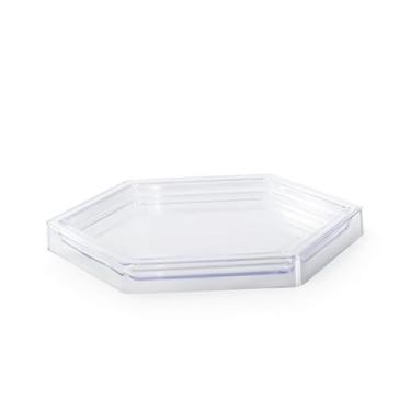 Imagem de Bandeja Sextavada Decorativa 22cm Acrílico Festas Decoração 1 Unidade (TRANSPARENTE)