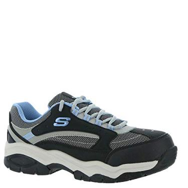 Imagem de Skechers Women's Work Biscoe ST Steel Toe Sneakers, Black/Blue, 9.5