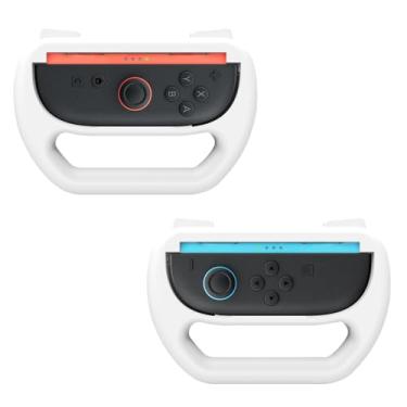 Imagem de DLseego Capa de mão para jogos para Switch 2 JoyCon, controle ergonômico resistente ao desgaste para modelo para Joycon, alça de controle de jogo, capa para joystick móvel - branca