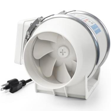 Imagem de Voltset Ventilador de duto em linha de 10 cm, ventilador de ar de alta eficiência de 280 CFM, controle de toque, branco, 22 x 15 cm, ideal para cozinha, banheiro, barraca de cultivo, hidroponia,