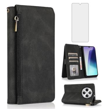 Imagem de Compatível com Xiaomi Redmi 14C 5G/14 C 4G/A4/A3 Pro/14R/Poco C75 Capa carteira protetora de tela alça de pulso com zíper capa flip de couro retrô suporte para cartão acessórios de celular para C14