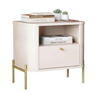 Imagem de Mesa de Cabeceira Tucupí Slim Off White Dourado JB Bechara 32708