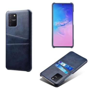 Imagem de Capas Compatível com Samsung Galaxy M80s,Caso de couro PU-Tampa de telefone a prova de choque com 2 slots de cartão,Proteção anti-impressão digital e anti-gota-Blue