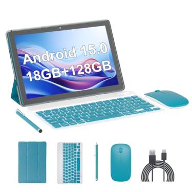 Imagem de Tablet Android 15, tablets de 10 polegadas, 18 GB de RAM + 128 GB de ROM/2 TB expansível, tablets 2 em 1 com capa para teclado, tela IPS HD 1280 x 800, Wi-Fi6, câmera dupla, bateria de 6000 mAh BT5
