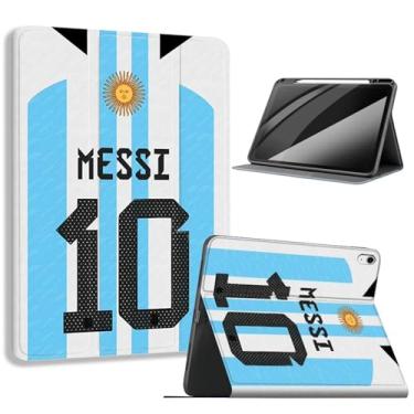 Imagem de ZERMU Capa para iPad (A16) 11ª/10ª geração 28.9 cm (2025/2022), Messi #10 Argentina Soccer capa magnética à prova de choque [hibernar/despertar automático] com suporte para lápis, suporte de vários