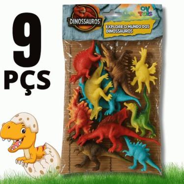 Imagem de Kit 9 Brinquedos Miniaturas Dinossauros Diferentes Para Crianças Brinc