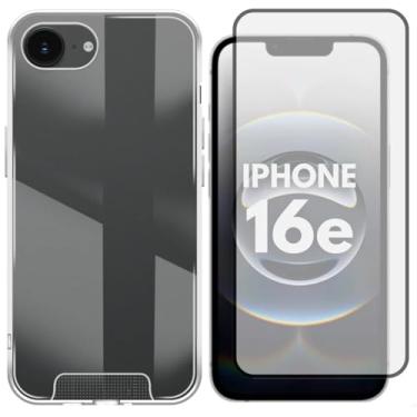 Imagem de [GL CASES] KIT PROTEÇÃO COMPLETA Capa Apple iPhone 16E Capinha iPhone 16E NÃO AMARELA Anti Impacto Silicone Transparente Rígida + Película Apple iPhone 16E De Vidro 3D Com Cobertura Total Da Tela