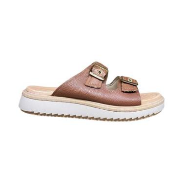 Imagem de Chinelo Feminino Pegada 233662 em Couro com Tiras Original, Terracota,