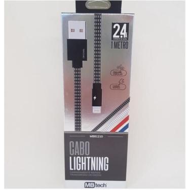 Imagem de Cabo Usb mb81210 Lightning 2.4 Para Iphone 1 metro Preto - MBTECH, CAB