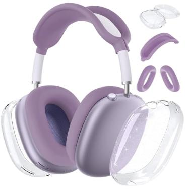 Imagem de Aiaabq Capa para fones de ouvido AirPods Max (2024/2020, película de TPU (poliuretano termoplástico) transparente, transparente, antiarranhões, acessórios transparentes, capa ultra protetora para