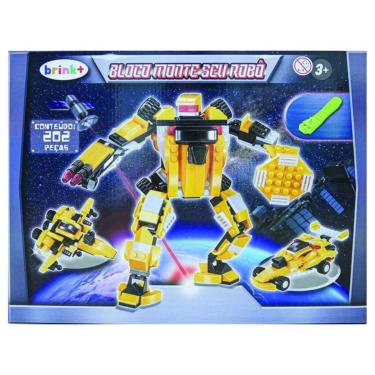Imagem de Bloco de Montar Monte Seu Robô 204 Peças Amarelo - brink+