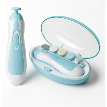 Imagem de Aparador Elétrico de Unhas para Bebê – Suavidade, Segurança e Praticidade 6 em 1 com luz LED Kit de Aparador de Unhas Elétrico para Bebê Recém Nascido com 6 unidades lixas para diversas idade com segurança. (Azul)
