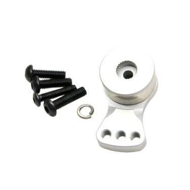 Imagem de MORFUM Aluminum Alloy 25T Servo Saver 3 Holes/5 Holes Adjustable Servo Horn 25T Adjustable Arm Compatible with Futaba Tamiya Servos 1/10 Tra-xxas RC Car Boat Helicopter Upgrades (Silver-M)