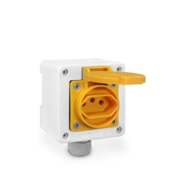 Imagem de Caixa Branca + Tomada Padrão Brasileiro 2P+T 20A - SIBRATEC, Amarelo