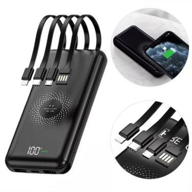 Imagem de Carregador Portátil Sem Fio Indução Power Bank 20000mAh Cor:Preto - sh