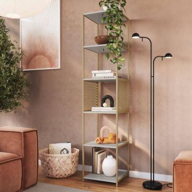 Imagem de Estante Industrial 5 Prateleiras 180cm Placa e Ponto Dourado/Cinza