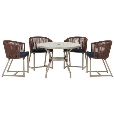 Imagem de Mesa Com 4 Cadeiras E Noronha Estofado 12 Trama autêntico Marrom