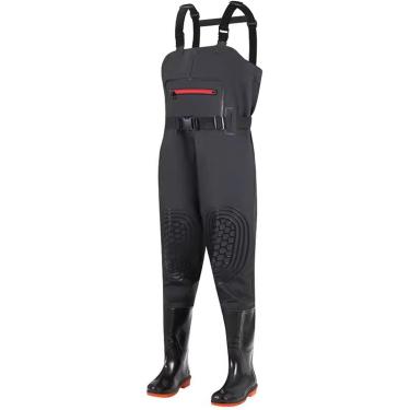 Imagem de Waders Engrossaram As Pernaltas Impermeáveis Da Caixa Do Pvc Para A Pesca E A Caça Das Mulheres Dos Homens, Limícola De Pouco Peso Com Os Joelhos Mergulhados Dobro, Black, 10