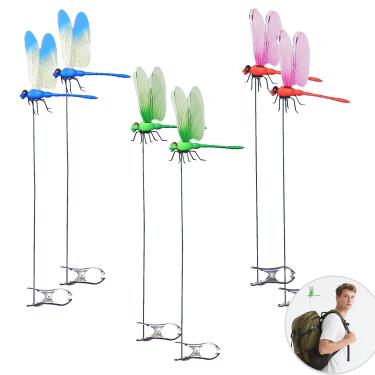 Imagem de Dragonfly Clips Bug Repe Llent - Clipes de chapéu de libélula 3D, pacote com 6 clipes em libélula para decoração de jardim, veados e cavalos, aluguel para pátio, jardim, exterior e interior