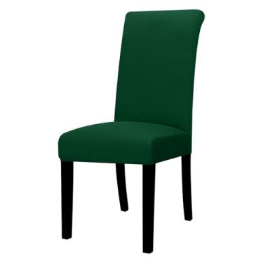 Imagem de Capa para cadeira elástica de 1/2/4/6 peças, capa universal ajustável para cadeiras de jantar, capa de assento resistente à cor para casa (6 peças/verde)