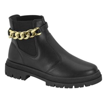 Imagem de Bota Feminina Moleca Casual 5344.103 Preta Dourada, Preto, 36