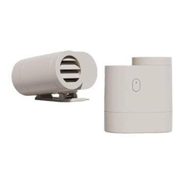 Imagem de Kuntesetty Mini ventilador de pescoço com clipe, recarregável por USB, com fluxo de ar forte, ventilador de cinto vestível, ventiladores pessoais para, Bege