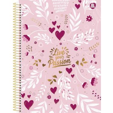 Imagem de Caderno Universitário Animativa, 1 matéria, Capa dura - Glitter, 80 folhas, Passion, Pacote com 4