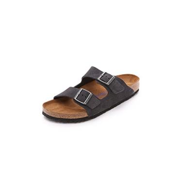 Imagem de Birkenstock Arizona Palmilha macia veludo cinza camurça largura regular - Tamanho UE 39 / Tamanho feminino EUA 8-8,5