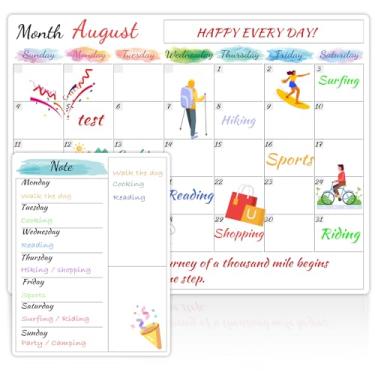 Imagem de Calendário magnético apagável a seco para geladeira - quadro branco de calendário mensal de 38 cm x 29 cm + quadro de planejamento semanal de 23 x 18 cm, ímã de calendário de geladeira