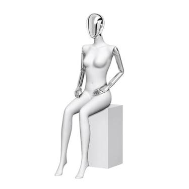 Imagem de Mannequin Expositor de roupas de cintura fina, corpo feminino, manequins de varejo, cabeça de braço galvanizado destacável e giratória(Silver)