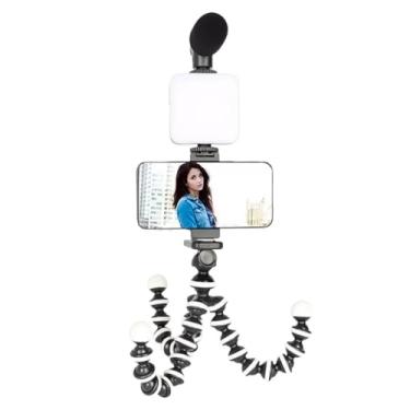 Imagem de Kit Gravação Completo Youtuber Live Com Tripé 360° Luz Led 49 Lâmpadas E Microfone Profissional