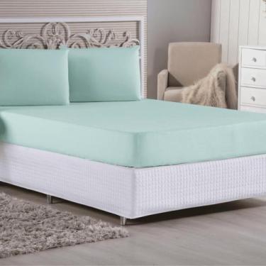 Imagem de Jogo De Lençol Casal 3 Peças Malha Algodão - Sonho e Arte, Verde Bebê