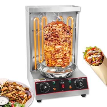 Imagem de YYUIXUNLI Máquina Elétrica Shawarma Grill Vertical Rotisserie Broiler Gyro com 2 Tubos de Aquecimento, Grelha Rotativa de Bancada Doner Kebab Forno, 110V