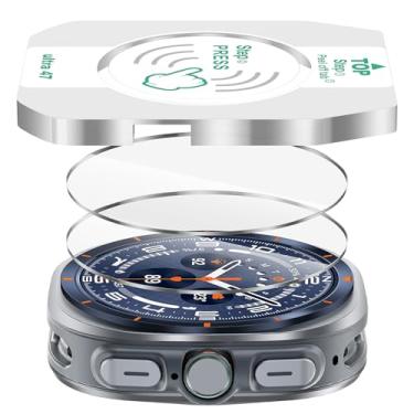 Imagem de Suoman Pacote com 2 protetores de tela para Samsung Galaxy Watch 8 Ultra 47 mm, [resistente a arranhões] Película protetora de vidro temperado com dureza 9H + instalação de posicionamento