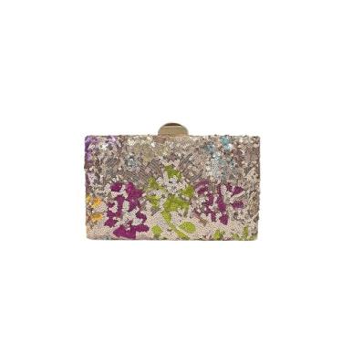 Imagem de Floerns Bolsa tiracolo feminina com lantejoulas e flores, bolsa tiracolo com corrente retrô para noite, Dourado multi, One Size