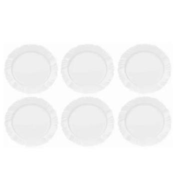 Imagem de Jogo 06 Prato Rasos Duralex Opaline Pétala Branco 25,5 Cm  - Duralex -