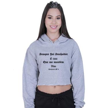 Imagem de Cropped Moletom Feminino Racionais Mcs Sonhador - Lafre, Cinza, M