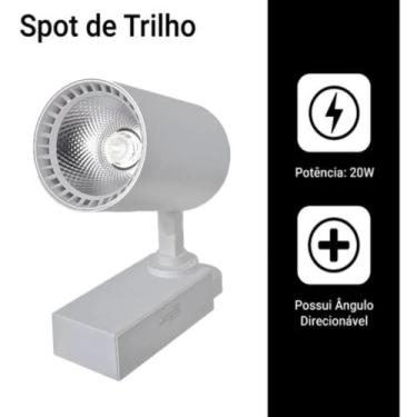 Imagem de Luminária Branca Trilho Spot Led 20W 3500K Branco Quente - AP, Bivolt
