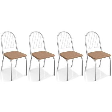 Imagem de Kit 4 Cadeiras Sala Jantar Noruega 2C077 4 Un Cromada/Capuccino - Kappesberg