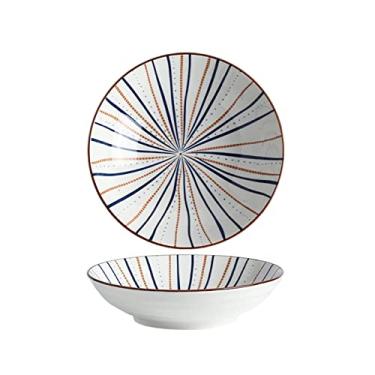 Imagem de Pratos de sobremesa, pratos de jantar de cerâmica pintados à mão, prato fundo para casa, prato de porcelana, prato redondo de 20 cm, prato de jantar, lava-louças, micro-ondas, seguro, aperitivos