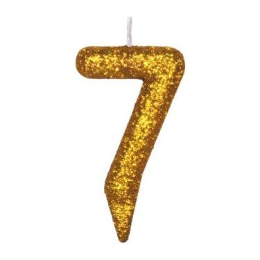 Imagem de Vela De Aniversário Número Magic Glitter Dourado - PartiuFesta