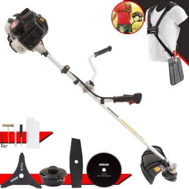 Imagem de Roçadeira Aparador de Grama À Gasolina Kawashima KW52LE 52cc 2,5HP 2T Completa Com Carretel de Nylon + Faca 2 Pontas + Faca 3 Pontas + Faca 80 Dentes