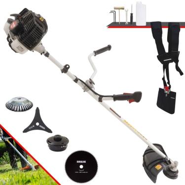 Imagem de Roçadeira Podador de Grama Kawashima KW52LE À Gasolina 2T 52cc 2,5HP Completa Com Carretel de Nylon + Faca 3 Pontas + Faca 80 Dentes + Escova de Aço