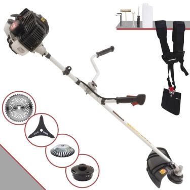Imagem de Roçadeira Lateral Kawashima KW52LE À Gasolina 52cc 2,5HP Multifuncional Com Carretel e Faca 3 Pontas + EXTRA Faca 40 Dentes e Escova de Aço Circular