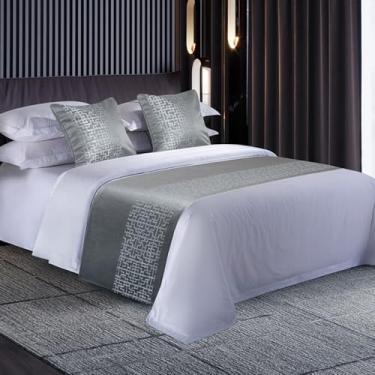 Imagem de Cama, corredor, cama, corredores, cachecóis, moderno, luxuoso, protetor de cama macio, solteiro, queen, pé, cama, cama, toalha para quarto, hotel, decoração de quarto de casamento, cinza||50 * 50 cm