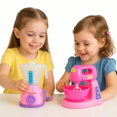 Imagem de Kit Infantil de Liquidificador e Batedeira, Brinquedo de Cozinha
